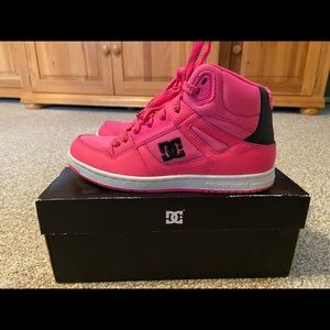New: D.C. Neon Pink Rebound Hightop Sneakers